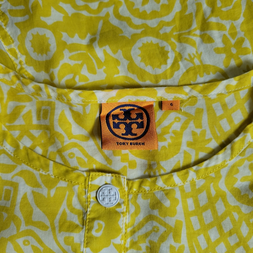 Tory Burch Yellow and White Print Tunic - Picture 9 of 9